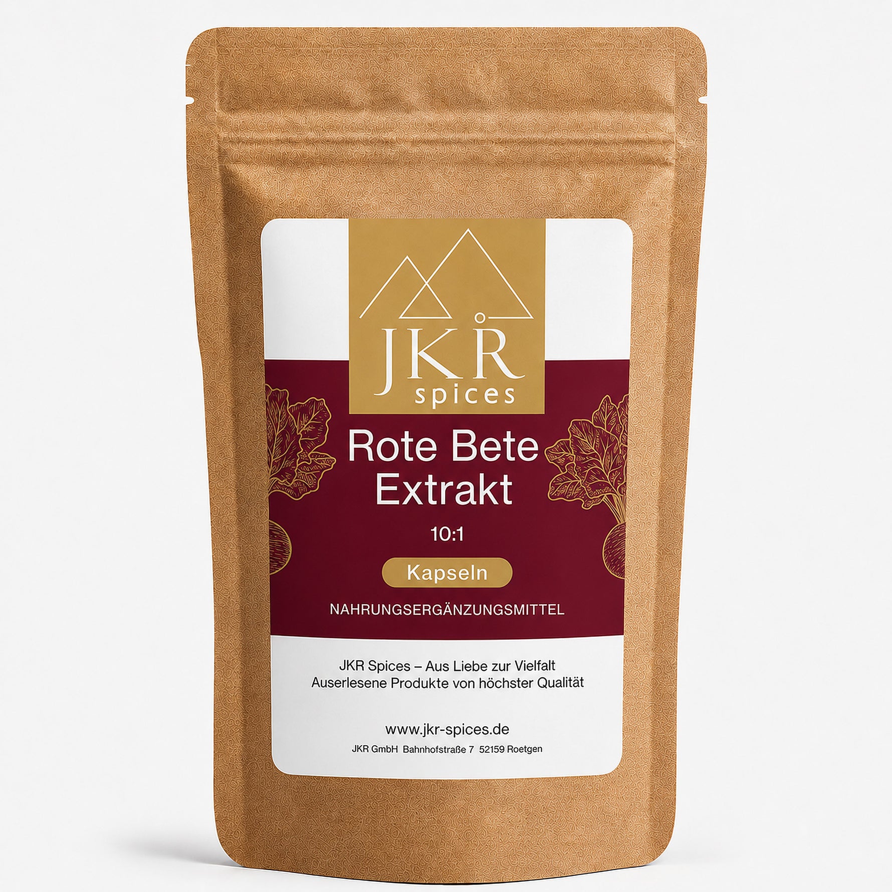 JKR Rote Bete Extrakt Kapseln im Doypack mit 400 mg Extrakt pro Kapsel