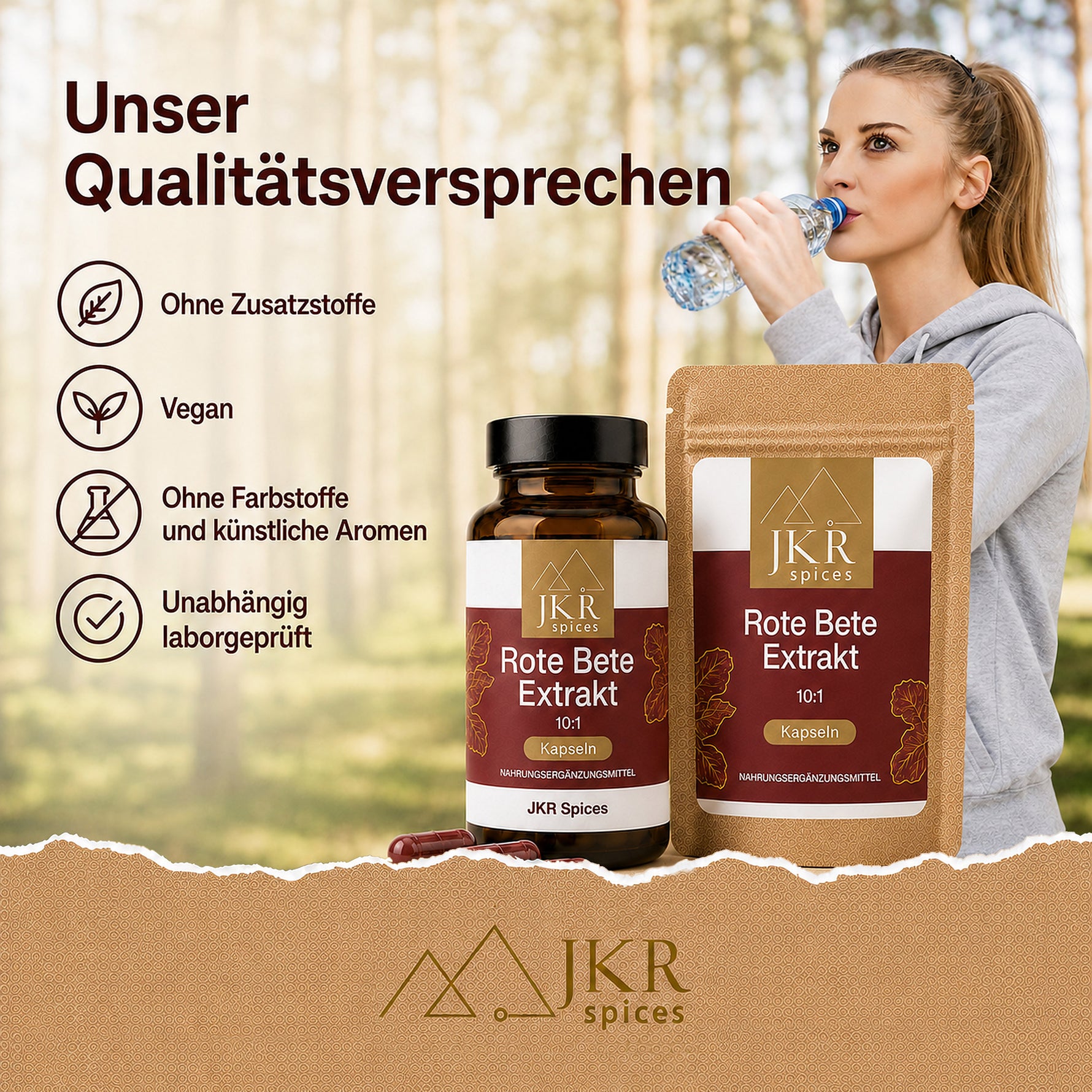 JKR Rote Bete Extrakt Kapseln ohne Zusatzstoffe, vegan und laborgeprüft
