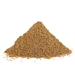 JKR Spices Cumin gemahlen als feines Kreuzkümmel Pulver, brauner Gewürzhaufen auf weißem Hintergrund, Produktdetailfoto