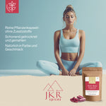 Frau beim Yoga und Meditation, Lifestyle Bild für Energie und Balance, JKR Spices Rote Bete Kapseln als Supplement