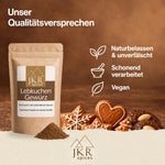 JKR Spices Lebkuchengewürz mit Qualitätsversprechen: naturbelassen, schonend verarbeitet und vegan.