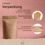 Verpackung für JKR Spices Vanillezucker: Standbodenbeutel mit Zipper und ohne Aluminiumbeschichtung.