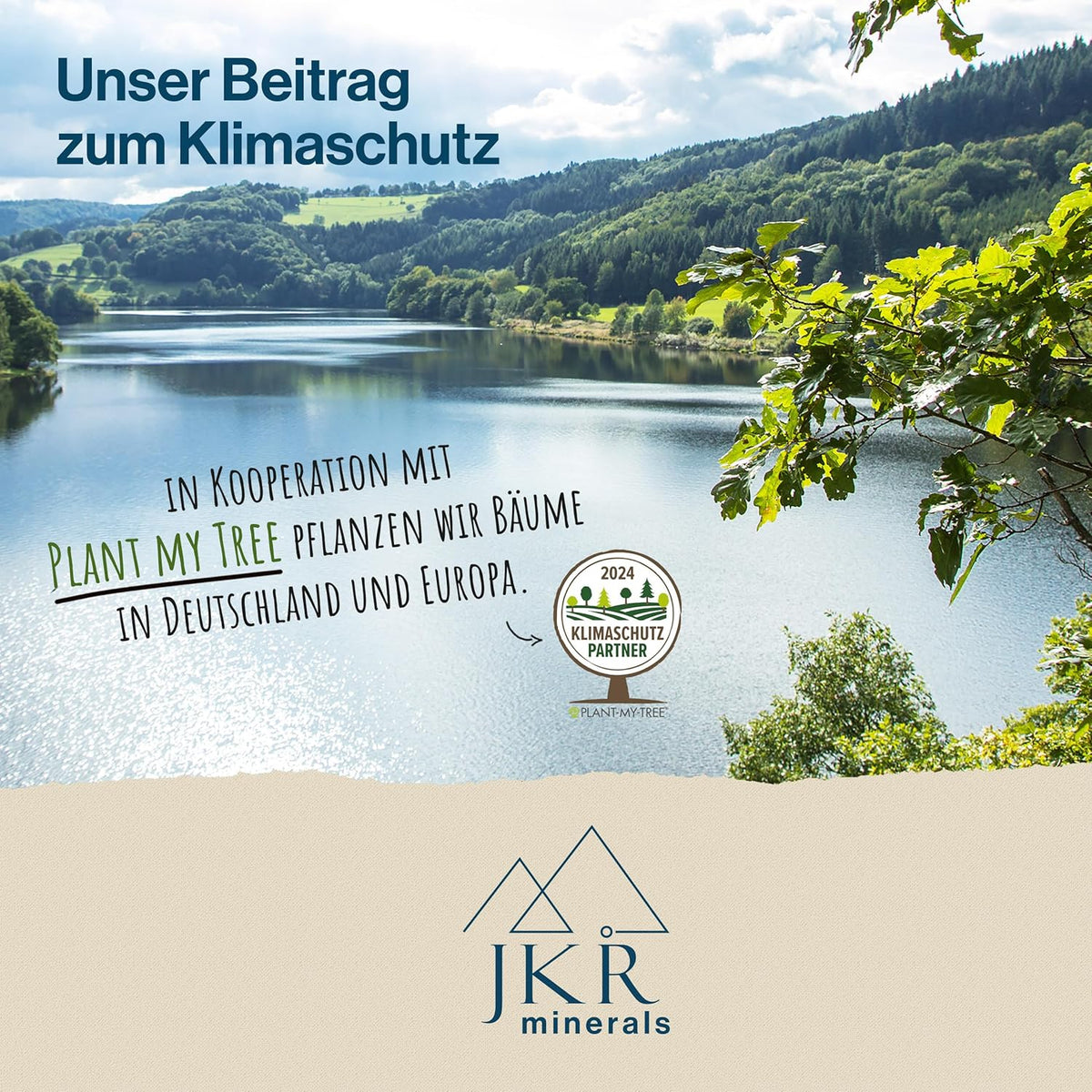 Unser Beitrag zum Klimaschutz, JKR Spices Nachhaltigkeit Motiv mit Natur und See, Markenbild für verantwortungsbewusste Produkte