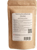 Rückseite Etikett JKR Spices Natriumcarbonat Soda im Doypack mit Produktinformationen und Anwendungshinweisen