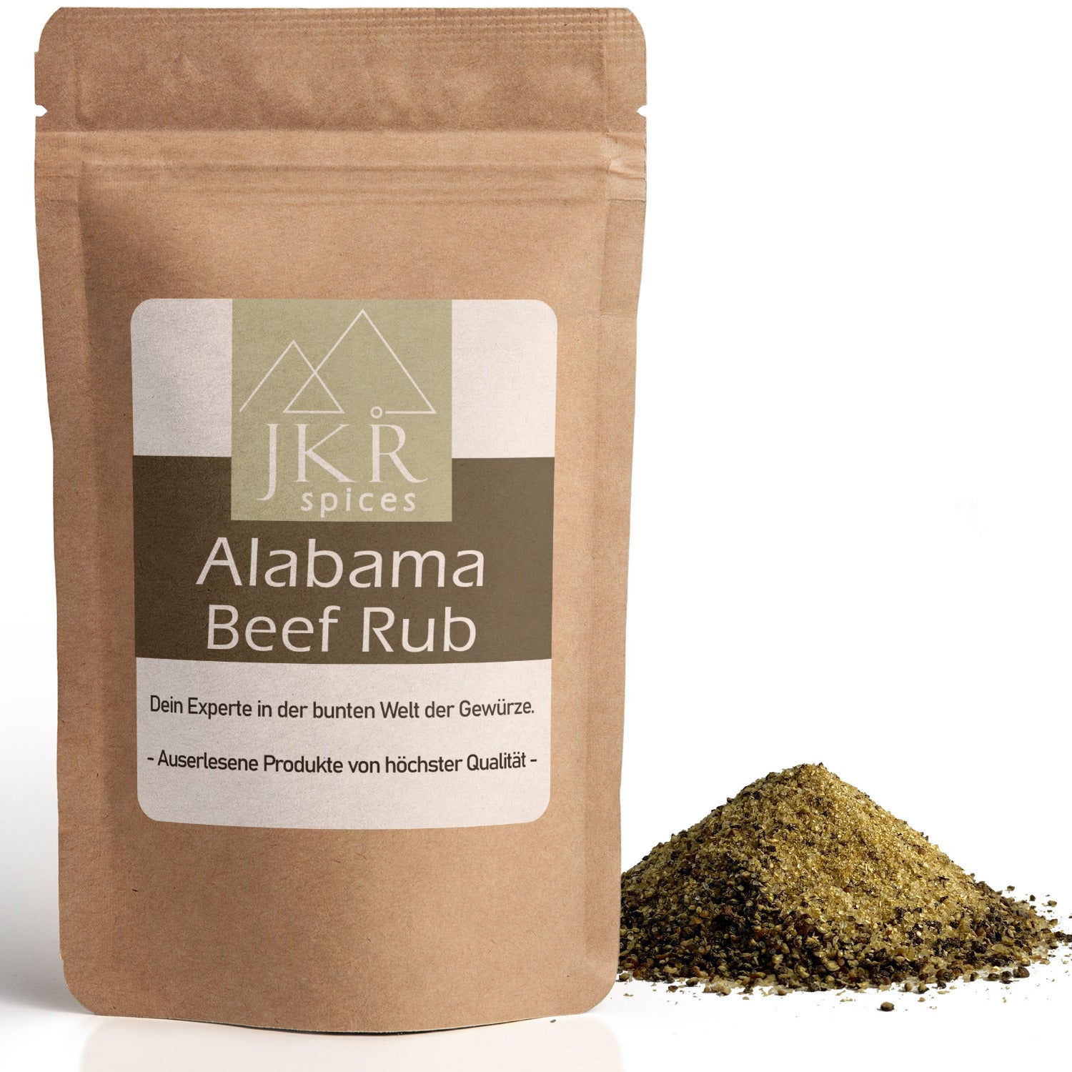JKR Alabama Beef Rub im braunen Doypack mit aromatischer Gewürzmischung – kräftiger Rub für Grillen, BBQ und Fleischgerichte