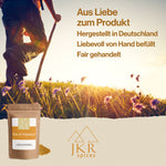 Aus Liebe zum Produkt, JKR Spices Abfüllung von Gewürzen, hergestellt in Deutschland, liebevoll von Hand befüllt, fair gehandelt