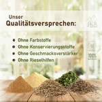 JKR Qualitätsversprechen, Gewürze ohne Farbstoffe, ohne Konservierungsstoffe, ohne Geschmacksverstärker, ohne Rieselhilfen