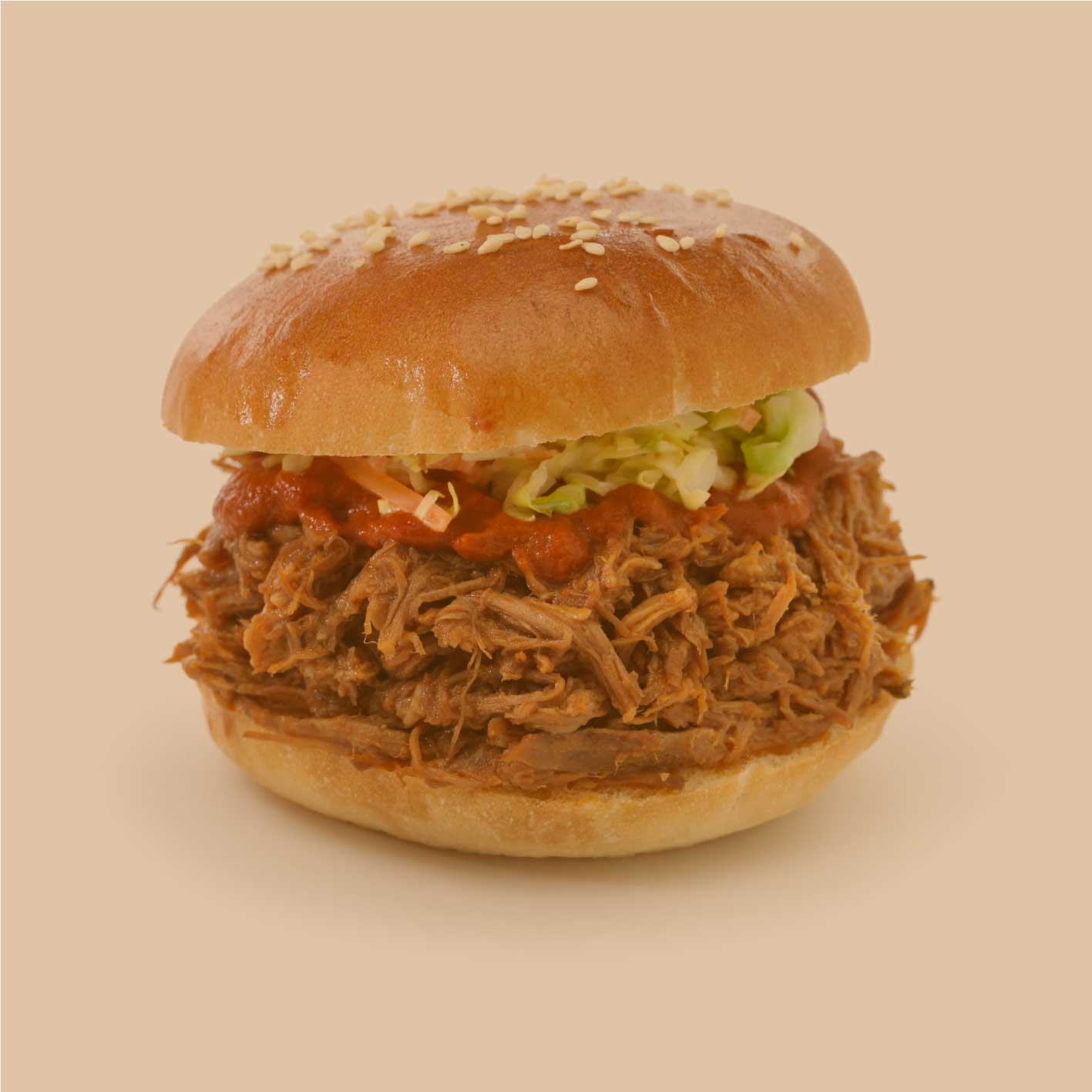 Serviervorschlag Pulled Pork Rub: Pulled Pork Burger im Brötchen, BBQ Gewürz Anwendung für Sandwich und Burger