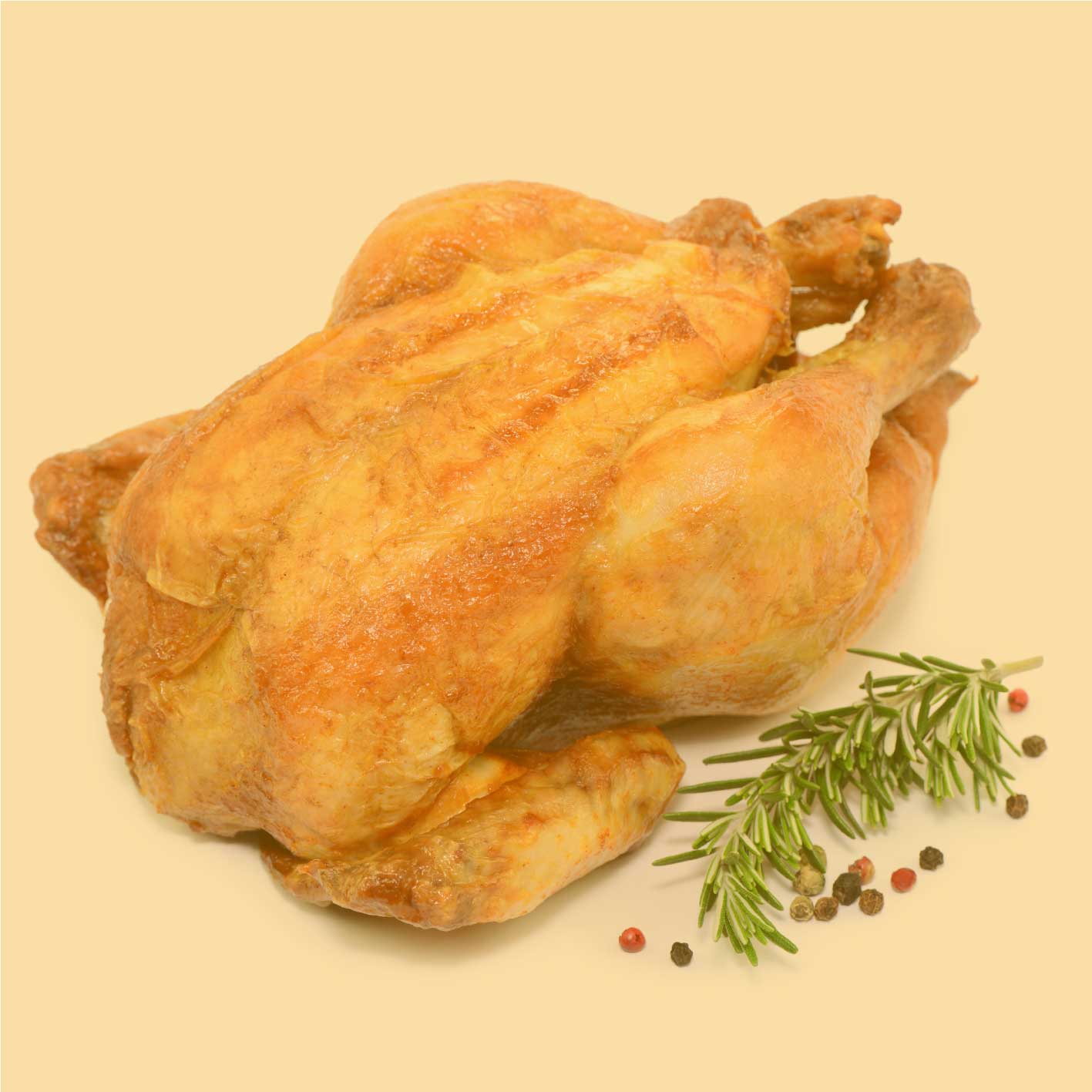 Hähnchen Motiv: Ganzes Brathähnchen als Serviervorschlag, Texas Chicken Rub Gewürzmischung für Geflügel