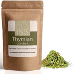 JKR Spices Thymian gerebelt im Doypack mit Kräuterhaufen, getrockneter Thymian zum Würzen von mediterranen Gerichten